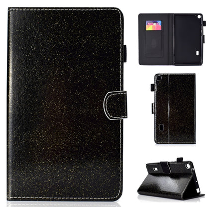 ซองหนังพลิกแนวนอนเคลือบเงาผงแวววาวพร้อมตัวยึดและช่องเสียบการ์ด, For Huawei MediaPad M6 8.4, For Huawei MediaPad M6 10.8, For Huawei MediaPad T3 7.0, For Huawei MediaPad T3 10.0, For Huawei MediaPad T5, For iPad 10.2 / 10.5, For iPad 2 / 3 / 4          ...