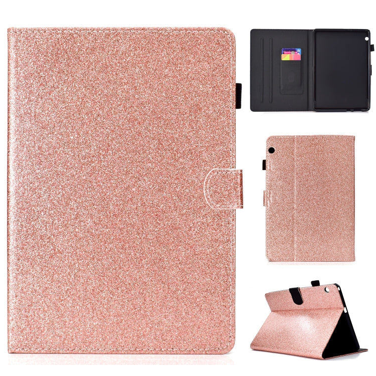 ซองหนังพลิกแนวนอนเคลือบเงาผงแวววาวพร้อมตัวยึดและช่องเสียบการ์ด, For Huawei MediaPad M6 8.4, For Huawei MediaPad M6 10.8, For Huawei MediaPad T3 7.0, For Huawei MediaPad T3 10.0, For Huawei MediaPad T5, For iPad 10.2 / 10.5, For iPad 2 / 3 / 4          ...