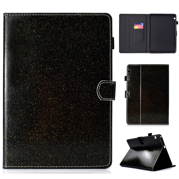 ซองหนังพลิกแนวนอนเคลือบเงาผงแวววาวพร้อมตัวยึดและช่องเสียบการ์ด, For Huawei MediaPad M6 8.4, For Huawei MediaPad M6 10.8, For Huawei MediaPad T3 7.0, For Huawei MediaPad T3 10.0, For Huawei MediaPad T5, For iPad 10.2 / 10.5, For iPad 2 / 3 / 4          ...