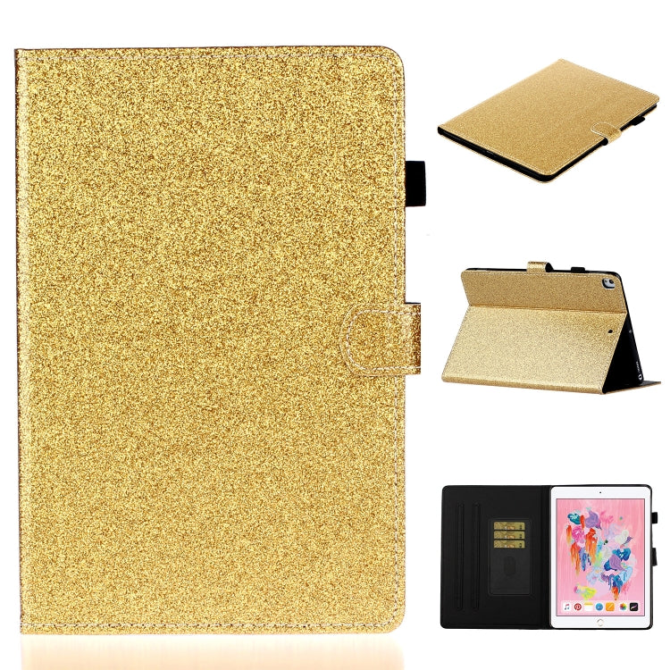 ซองหนังพลิกแนวนอนเคลือบเงาผงแวววาวพร้อมตัวยึดและช่องเสียบการ์ด, For Huawei MediaPad M6 8.4, For Huawei MediaPad M6 10.8, For Huawei MediaPad T3 7.0, For Huawei MediaPad T3 10.0, For Huawei MediaPad T5, For iPad 10.2 / 10.5, For iPad 2 / 3 / 4          ...