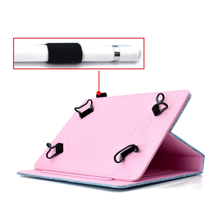ซองหนังพลิกแนวนอนเคลือบเงาผงแวววาวพร้อมตัวยึดและช่องเสียบการ์ด, For 7 inch Tablet, For 8 inch Tablet, For 10 inch Tablet