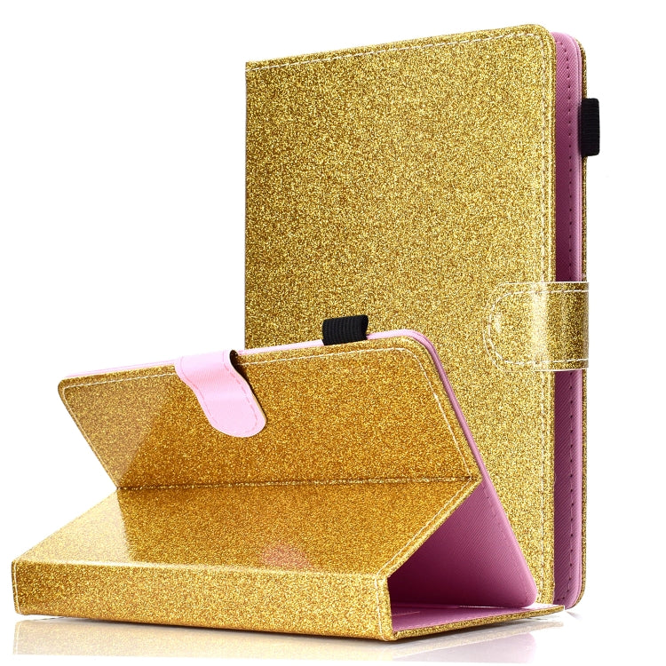 ซองหนังพลิกแนวนอนเคลือบเงาผงแวววาวพร้อมตัวยึดและช่องเสียบการ์ด, For 7 inch Tablet, For 8 inch Tablet, For 10 inch Tablet