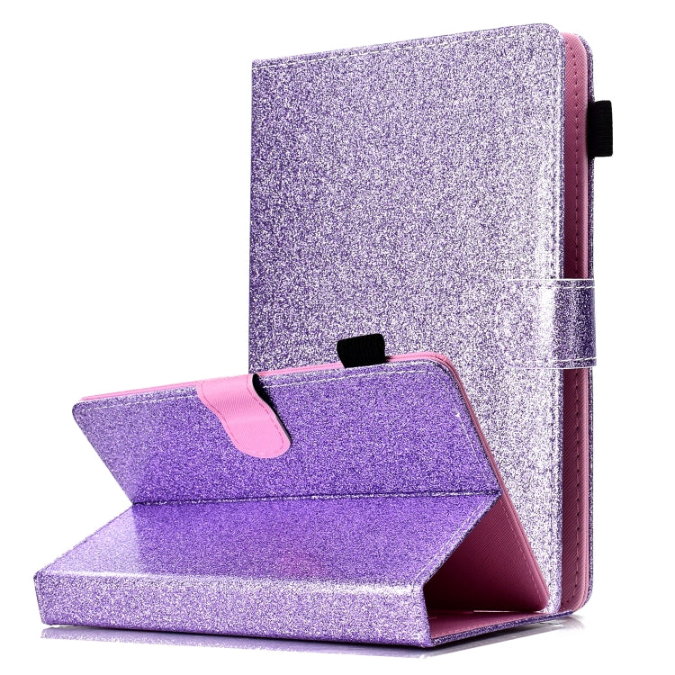 ซองหนังพลิกแนวนอนเคลือบเงาผงแวววาวพร้อมตัวยึดและช่องเสียบการ์ด, For 7 inch Tablet, For 8 inch Tablet, For 10 inch Tablet