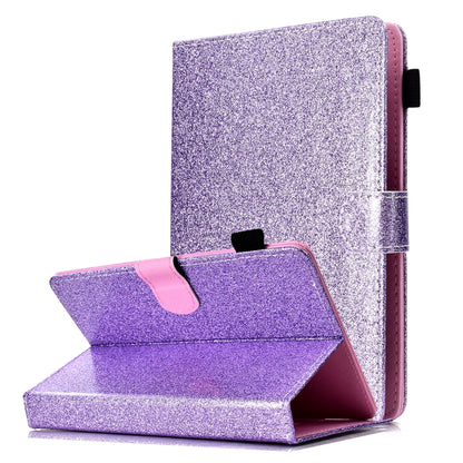 ซองหนังพลิกแนวนอนเคลือบเงาผงแวววาวพร้อมตัวยึดและช่องเสียบการ์ด, For 7 inch Tablet, For 8 inch Tablet, For 10 inch Tablet