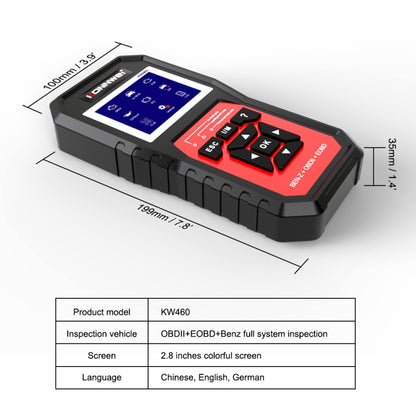 KONNWEI KW460 รถ 2.8 นิ้ว 12V แบตเตอรี่ตะกั่วกรดเครื่องทดสอบเครื่องมือวินิจฉัยความผิด, KW460