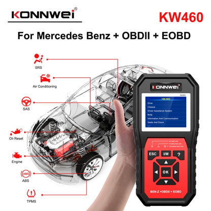 KONNWEI KW460 รถ 2.8 นิ้ว 12V แบตเตอรี่ตะกั่วกรดเครื่องทดสอบเครื่องมือวินิจฉัยความผิด, KW460