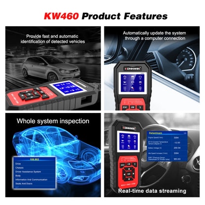KONNWEI KW460 รถ 2.8 นิ้ว 12V แบตเตอรี่ตะกั่วกรดเครื่องทดสอบเครื่องมือวินิจฉัยความผิด, KW460