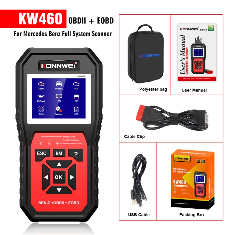 KONNWEI KW460 รถ 2.8 นิ้ว 12V แบตเตอรี่ตะกั่วกรดเครื่องทดสอบเครื่องมือวินิจฉัยความผิด, KW460