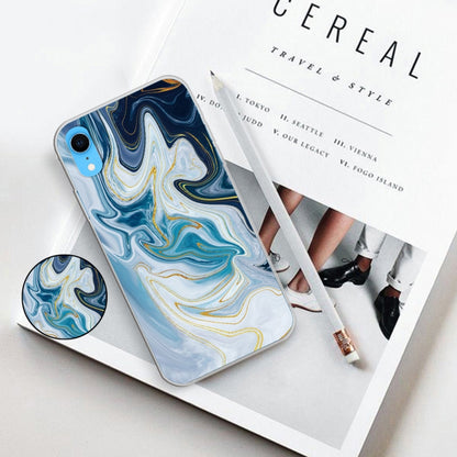 เคสป้องกัน TPU หินอ่อนเคลือบเงานูนพร้อมตัวยึด, For iPhone XR