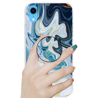 เคสป้องกัน TPU หินอ่อนเคลือบเงานูนพร้อมตัวยึด, For iPhone XR