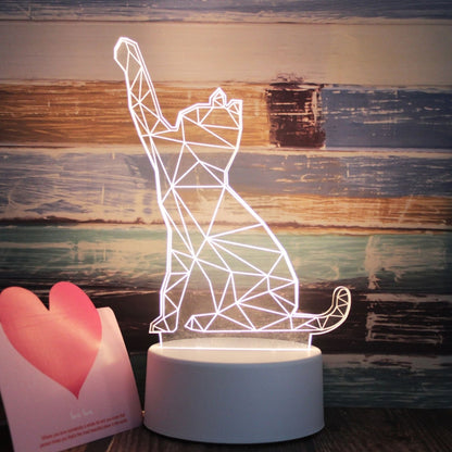 ฐานสีขาว Creative 3D Tricolor LED ไฟกลางคืนสำหรับตกแต่ง, รุ่น USB ของปุ่ม, Cat, Iorn Tower, I Love You, Jellyfish, Love Balloon Bear, Castle in the Sky, Have You All the Way, Love Bear, Deer, Geometric Horse, Castle, Pig, Heart, Love Balloon, Carousel ...