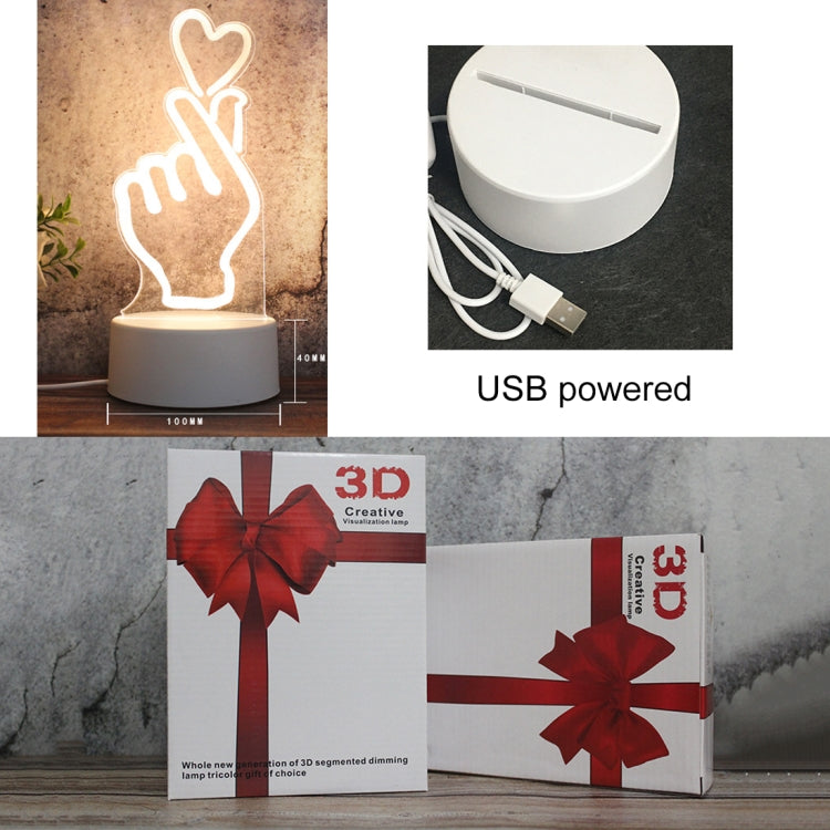 ฐานสีขาว Creative 3D Tricolor LED ไฟกลางคืนสำหรับตกแต่ง, รุ่น USB ของปุ่ม, Cat, Iorn Tower, I Love You, Jellyfish, Love Balloon Bear, Castle in the Sky, Have You All the Way, Love Bear, Deer, Geometric Horse, Castle, Pig, Heart, Love Balloon, Carousel ...