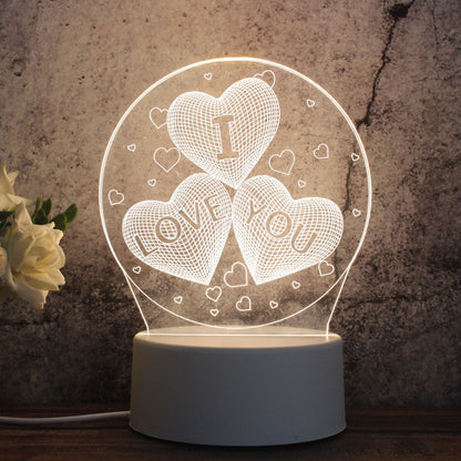 ฐานสีขาว Creative 3D Tricolor LED ไฟกลางคืนสำหรับตกแต่ง, รุ่น USB ของปุ่ม, Cat, Iorn Tower, I Love You, Jellyfish, Love Balloon Bear, Castle in the Sky, Have You All the Way, Love Bear, Deer, Geometric Horse, Castle, Pig, Heart, Love Balloon, Carousel ...
