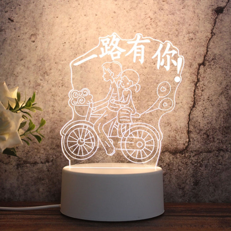 ฐานสีขาว Creative 3D Tricolor LED ไฟกลางคืนสำหรับตกแต่ง, รุ่น USB ของปุ่ม, Cat, Iorn Tower, I Love You, Jellyfish, Love Balloon Bear, Castle in the Sky, Have You All the Way, Love Bear, Deer, Geometric Horse, Castle, Pig, Heart, Love Balloon, Carousel ...