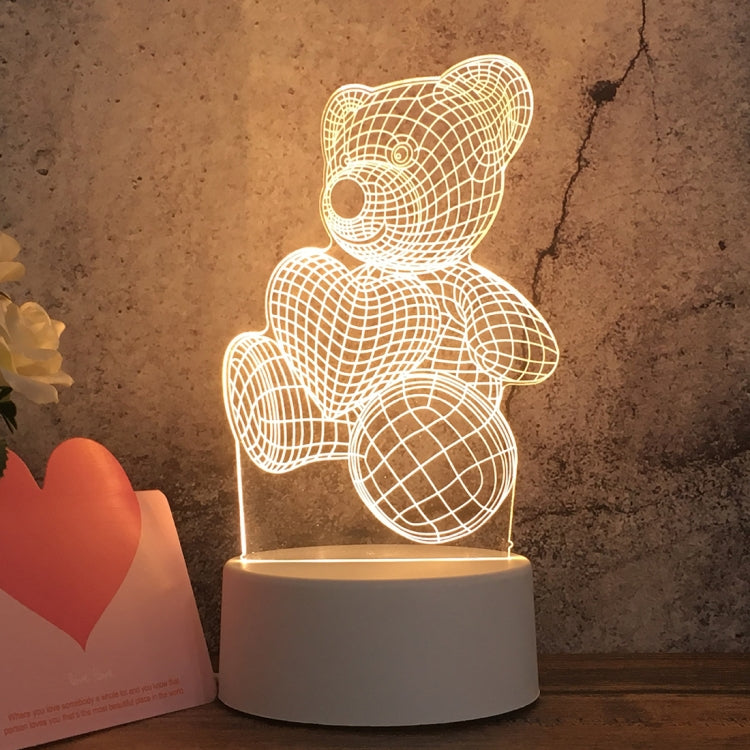 ฐานสีขาว Creative 3D Tricolor LED ไฟกลางคืนสำหรับตกแต่ง, รุ่น USB ของปุ่ม, Cat, Iorn Tower, I Love You, Jellyfish, Love Balloon Bear, Castle in the Sky, Have You All the Way, Love Bear, Deer, Geometric Horse, Castle, Pig, Heart, Love Balloon, Carousel ...