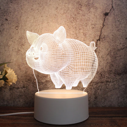 ฐานสีขาว Creative 3D Tricolor LED ไฟกลางคืนสำหรับตกแต่ง, รุ่น USB ของปุ่ม, Cat, Iorn Tower, I Love You, Jellyfish, Love Balloon Bear, Castle in the Sky, Have You All the Way, Love Bear, Deer, Geometric Horse, Castle, Pig, Heart, Love Balloon, Carousel ...