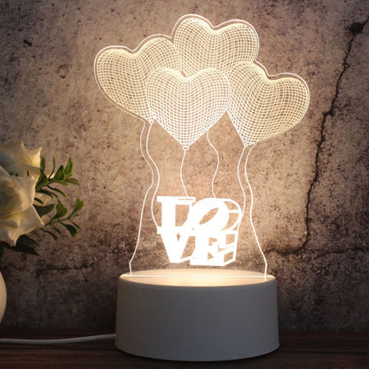 ฐานสีขาว Creative 3D Tricolor LED ไฟกลางคืนสำหรับตกแต่ง, รุ่น USB ของปุ่ม, Cat, Iorn Tower, I Love You, Jellyfish, Love Balloon Bear, Castle in the Sky, Have You All the Way, Love Bear, Deer, Geometric Horse, Castle, Pig, Heart, Love Balloon, Carousel ...