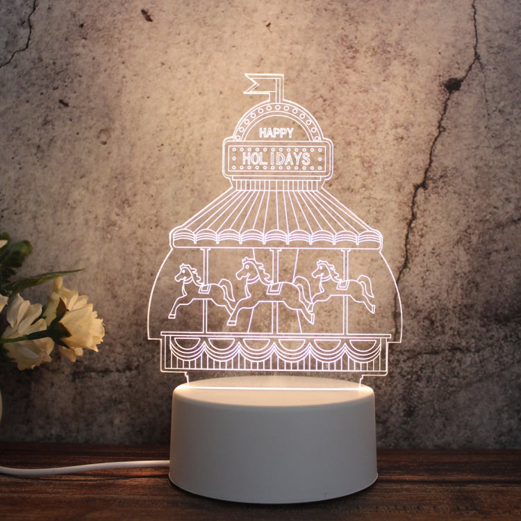 ฐานสีขาว Creative 3D Tricolor LED ไฟกลางคืนสำหรับตกแต่ง, รุ่น USB ของปุ่ม, Cat, Iorn Tower, I Love You, Jellyfish, Love Balloon Bear, Castle in the Sky, Have You All the Way, Love Bear, Deer, Geometric Horse, Castle, Pig, Heart, Love Balloon, Carousel ...