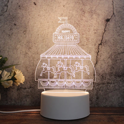 ฐานสีขาว Creative 3D Tricolor LED ไฟกลางคืนสำหรับตกแต่ง, รุ่น USB ของปุ่ม, Cat, Iorn Tower, I Love You, Jellyfish, Love Balloon Bear, Castle in the Sky, Have You All the Way, Love Bear, Deer, Geometric Horse, Castle, Pig, Heart, Love Balloon, Carousel ...