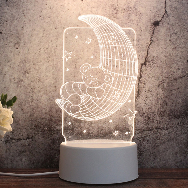 ฐานสีขาว Creative 3D Tricolor LED ไฟกลางคืนสำหรับตกแต่ง, รุ่น USB ของปุ่ม, Cat, Iorn Tower, I Love You, Jellyfish, Love Balloon Bear, Castle in the Sky, Have You All the Way, Love Bear, Deer, Geometric Horse, Castle, Pig, Heart, Love Balloon, Carousel ...