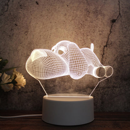 ฐานสีขาว Creative 3D Tricolor LED ไฟกลางคืนสำหรับตกแต่ง, รุ่น USB ของปุ่ม, Cat, Iorn Tower, I Love You, Jellyfish, Love Balloon Bear, Castle in the Sky, Have You All the Way, Love Bear, Deer, Geometric Horse, Castle, Pig, Heart, Love Balloon, Carousel ...