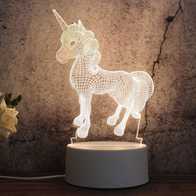 ฐานสีขาว Creative 3D Tricolor LED ไฟกลางคืนสำหรับตกแต่ง, รุ่น USB ของปุ่ม, Cat, Iorn Tower, I Love You, Jellyfish, Love Balloon Bear, Castle in the Sky, Have You All the Way, Love Bear, Deer, Geometric Horse, Castle, Pig, Heart, Love Balloon, Carousel ...