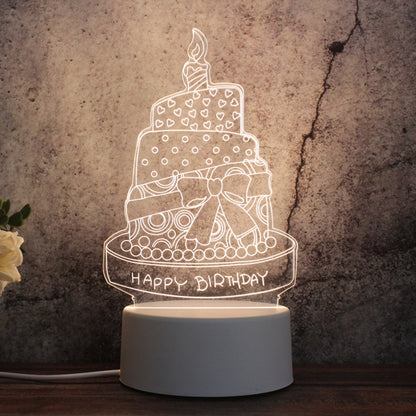 ฐานสีขาว Creative 3D Tricolor LED ไฟกลางคืนสำหรับตกแต่ง, รุ่น USB ของปุ่ม, Cat, Iorn Tower, I Love You, Jellyfish, Love Balloon Bear, Castle in the Sky, Have You All the Way, Love Bear, Deer, Geometric Horse, Castle, Pig, Heart, Love Balloon, Carousel ...