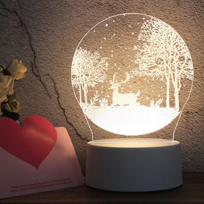 ฐานสีขาว Creative 3D Tricolor LED ไฟกลางคืนสำหรับตกแต่ง, รุ่น USB ของปุ่ม, Cat, Iorn Tower, I Love You, Jellyfish, Love Balloon Bear, Castle in the Sky, Have You All the Way, Love Bear, Deer, Geometric Horse, Castle, Pig, Heart, Love Balloon, Carousel ...