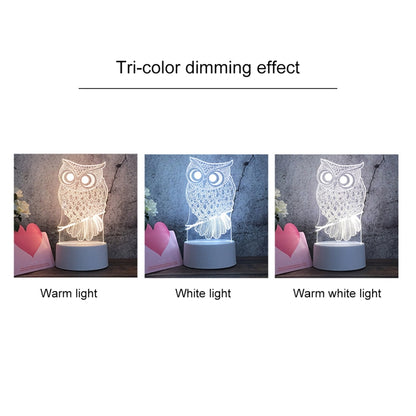 White Base Creative 3D Tricolor LED ไฟกลางคืนตกแต่ง, รุ่นปลั๊กปุ่ม, Cat, Iorn Tower, I Love You, Plain Sailing, Owl, Jellyfish, Love Balloon Bear, Castle in the Sky, Have You All the Way, Love Bear, Deer, Geometric Horse, Castle, Heart, Dinosaur, Carou...