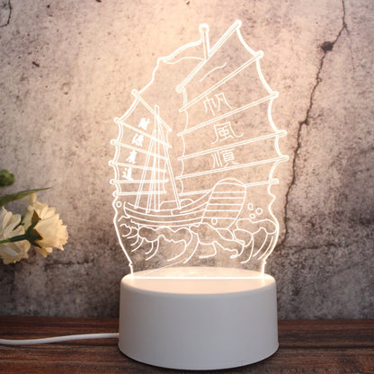 White Base Creative 3D Tricolor LED ไฟกลางคืนตกแต่ง, รุ่นปลั๊กปุ่ม, Cat, Iorn Tower, I Love You, Plain Sailing, Owl, Jellyfish, Love Balloon Bear, Castle in the Sky, Have You All the Way, Love Bear, Deer, Geometric Horse, Castle, Heart, Dinosaur, Carou...