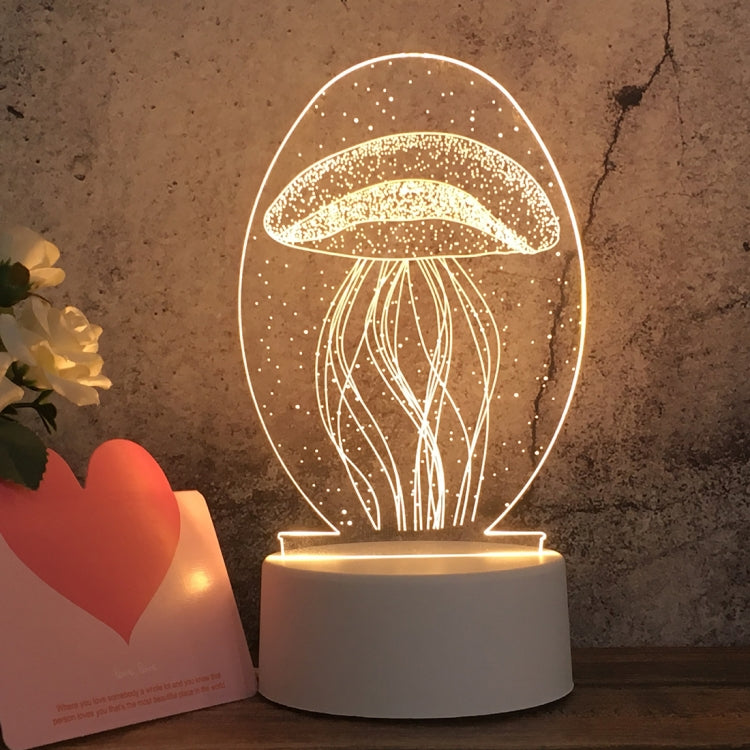 White Base Creative 3D Tricolor LED ไฟกลางคืนตกแต่ง, รุ่นปลั๊กปุ่ม, Cat, Iorn Tower, I Love You, Plain Sailing, Owl, Jellyfish, Love Balloon Bear, Castle in the Sky, Have You All the Way, Love Bear, Deer, Geometric Horse, Castle, Heart, Dinosaur, Carou...