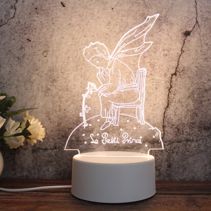 White Base Creative 3D Tricolor LED ไฟกลางคืนตกแต่ง, รุ่นปลั๊กปุ่ม, Cat, Iorn Tower, I Love You, Plain Sailing, Owl, Jellyfish, Love Balloon Bear, Castle in the Sky, Have You All the Way, Love Bear, Deer, Geometric Horse, Castle, Heart, Dinosaur, Carou...
