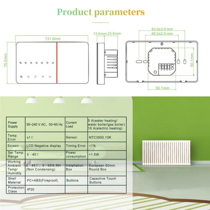 BHT-005-GC 220V AC 3A สมาร์ทเครื่องทำความร้อนสำหรับ EU กล่อง,ควบคุมหม้อไอน้ำความร้อนเพียงเซ็นเซอร์ภายใน, BHT-005-GC