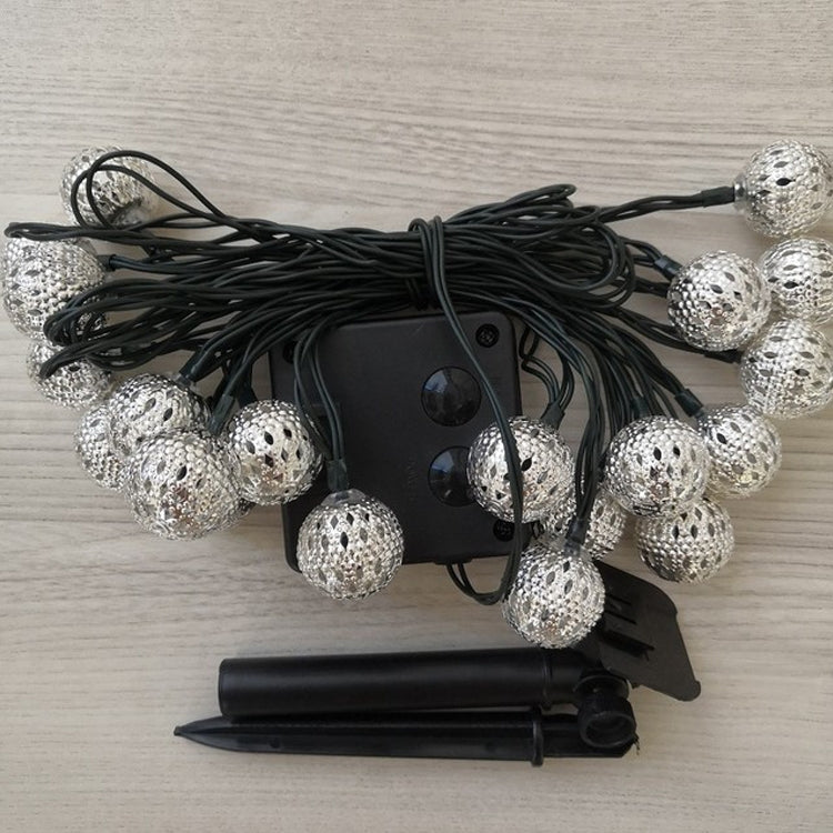 Ironwork Hollow Small Ball กลางแจ้ง LED Light String สวน ไฟตกแต่งเทศกาลพร้อมรีโมทคอนโทรล, Waterproof Battery Box 40 LEDs, Waterproof Battery Box 50 LEDs