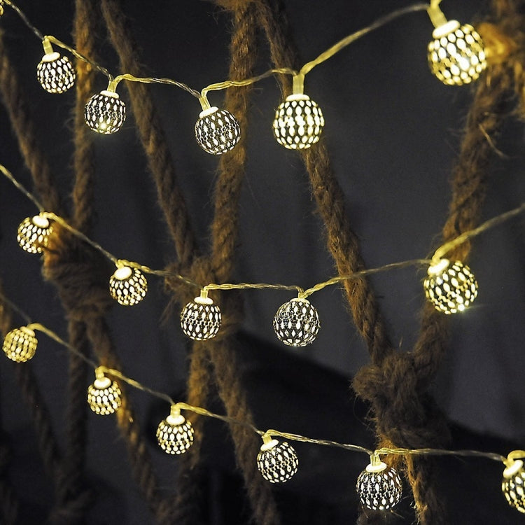 Ironwork Hollow Small Ball กลางแจ้ง LED Light String สวน ไฟตกแต่งเทศกาลพร้อมรีโมทคอนโทรล, Waterproof Battery Box 40 LEDs, Waterproof Battery Box 50 LEDs