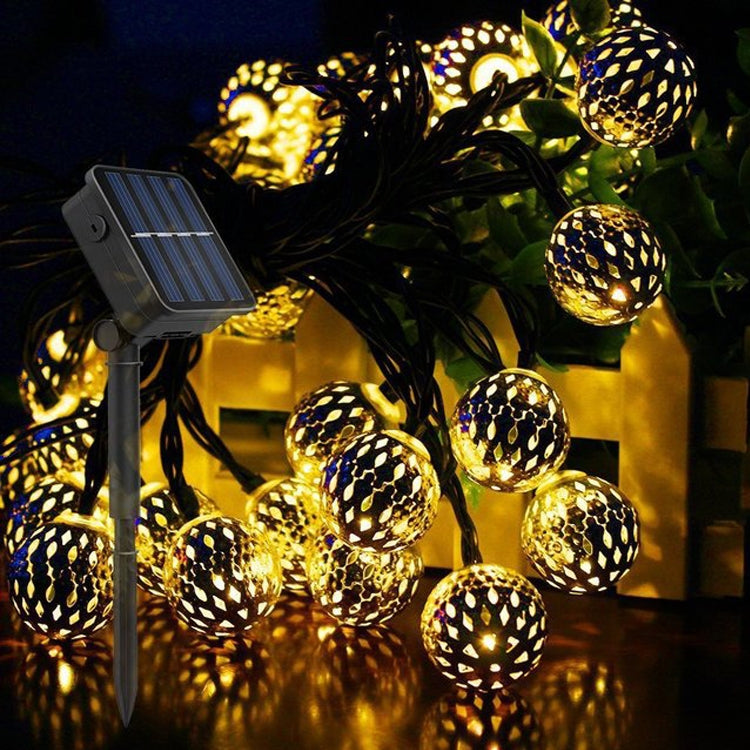 Ironwork Hollow Small Ball กลางแจ้ง LED Light String สวน ไฟตกแต่งเทศกาลพร้อมรีโมทคอนโทรล, Waterproof Battery Box 40 LEDs, Waterproof Battery Box 50 LEDs