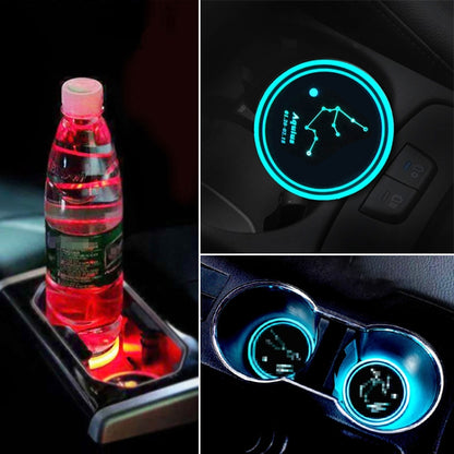 Car Constellation Series อะคริลิกสีสัน USB Charger Water Cup Groove LED Atmosphere Light, Aquarius, Aries, Virgo, Taurus, Cancer, Capricorn, Sagittarius, Leo, Pisces, Gemini, Scorpio, Libra