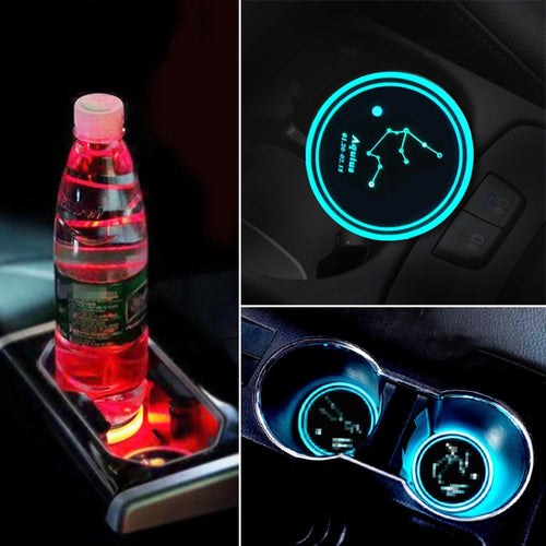 Car Constellation Series อะคริลิกสีสัน USB Charger Water Cup Groove LED Atmosphere Light, Aquarius, Aries, Virgo, Taurus, Cancer, Capricorn, Sagittarius, Leo, Pisces, Gemini, Scorpio, Libra