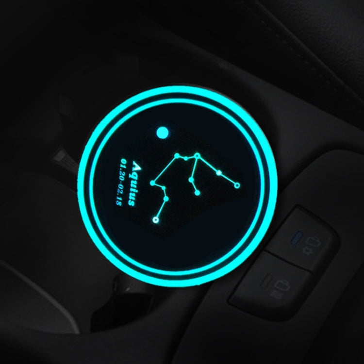 Car Constellation Series อะคริลิกสีสัน USB Charger Water Cup Groove LED Atmosphere Light, Aquarius, Aries, Virgo, Taurus, Cancer, Capricorn, Sagittarius, Leo, Pisces, Gemini, Scorpio, Libra