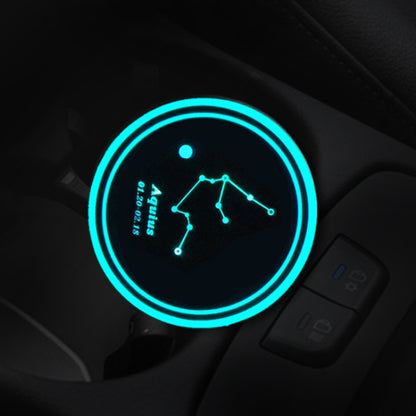 Car Constellation Series อะคริลิกสีสัน USB Charger Water Cup Groove LED Atmosphere Light, Aquarius, Aries, Virgo, Taurus, Cancer, Capricorn, Sagittarius, Leo, Pisces, Gemini, Scorpio, Libra