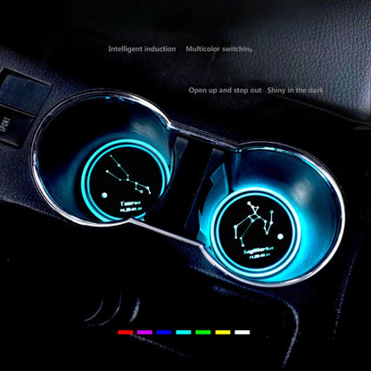 Car Constellation Series อะคริลิกสีสัน USB Charger Water Cup Groove LED Atmosphere Light, Aquarius, Aries, Virgo, Taurus, Cancer, Capricorn, Sagittarius, Leo, Pisces, Gemini, Scorpio, Libra