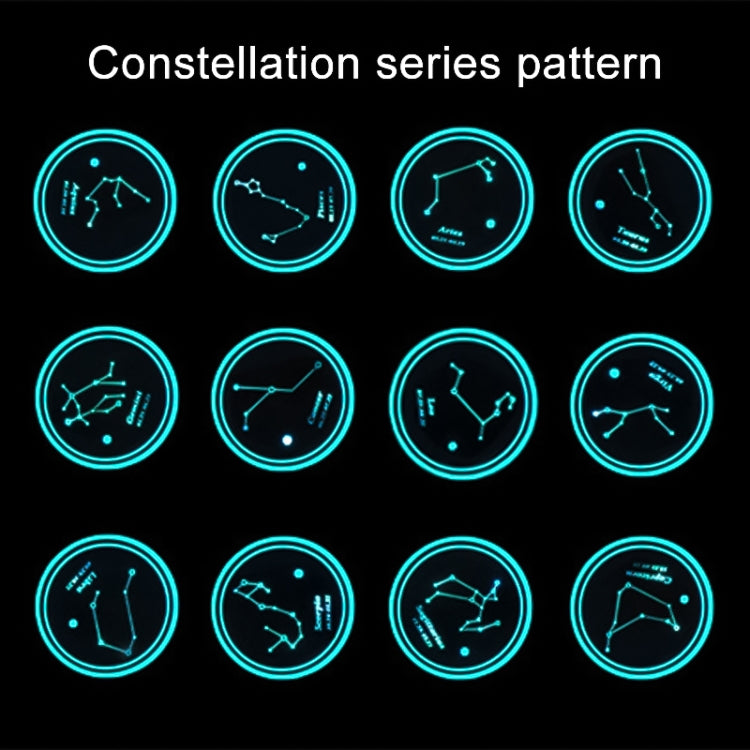 Car Constellation Series อะคริลิกสีสัน USB Charger Water Cup Groove LED Atmosphere Light, Aquarius, Aries, Virgo, Taurus, Cancer, Capricorn, Sagittarius, Leo, Pisces, Gemini, Scorpio, Libra