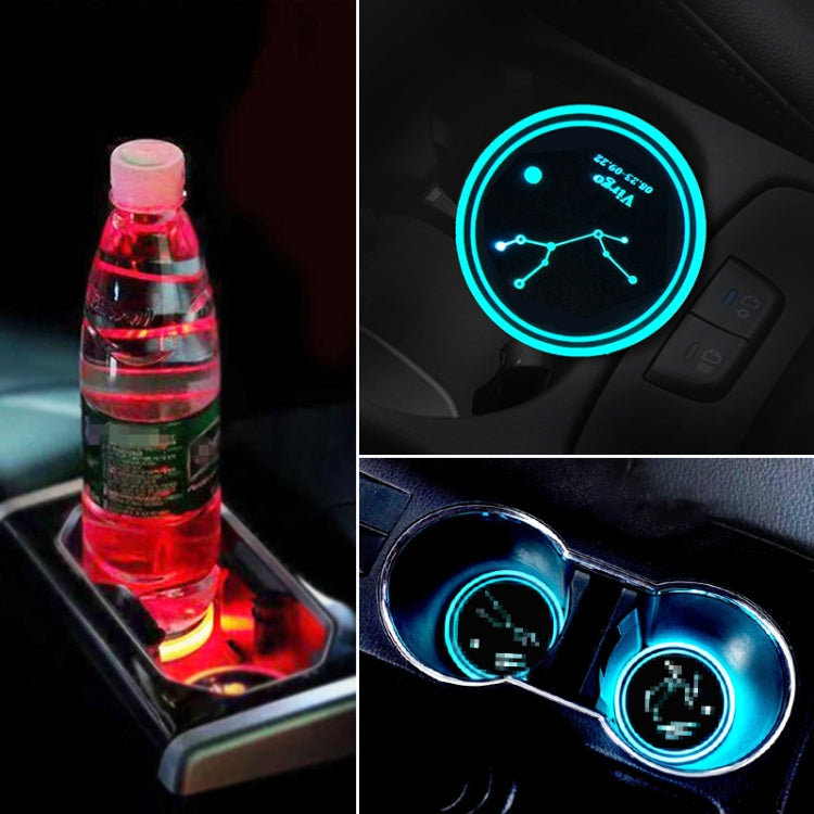 Car Constellation Series อะคริลิกสีสัน USB Charger Water Cup Groove LED Atmosphere Light, Aquarius, Aries, Virgo, Taurus, Cancer, Capricorn, Sagittarius, Leo, Pisces, Gemini, Scorpio, Libra