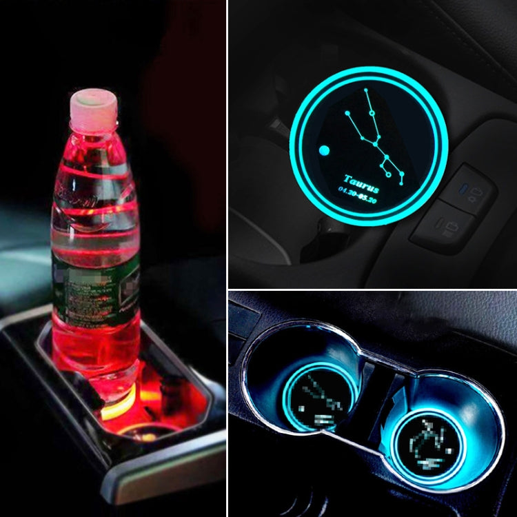 Car Constellation Series อะคริลิกสีสัน USB Charger Water Cup Groove LED Atmosphere Light, Aquarius, Aries, Virgo, Taurus, Cancer, Capricorn, Sagittarius, Leo, Pisces, Gemini, Scorpio, Libra