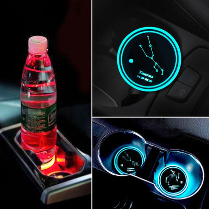 Car Constellation Series อะคริลิกสีสัน USB Charger Water Cup Groove LED Atmosphere Light, Aquarius, Aries, Virgo, Taurus, Cancer, Capricorn, Sagittarius, Leo, Pisces, Gemini, Scorpio, Libra