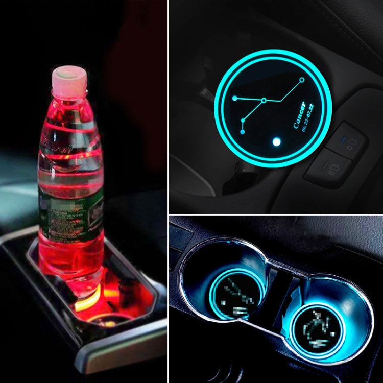 Car Constellation Series อะคริลิกสีสัน USB Charger Water Cup Groove LED Atmosphere Light, Aquarius, Aries, Virgo, Taurus, Cancer, Capricorn, Sagittarius, Leo, Pisces, Gemini, Scorpio, Libra