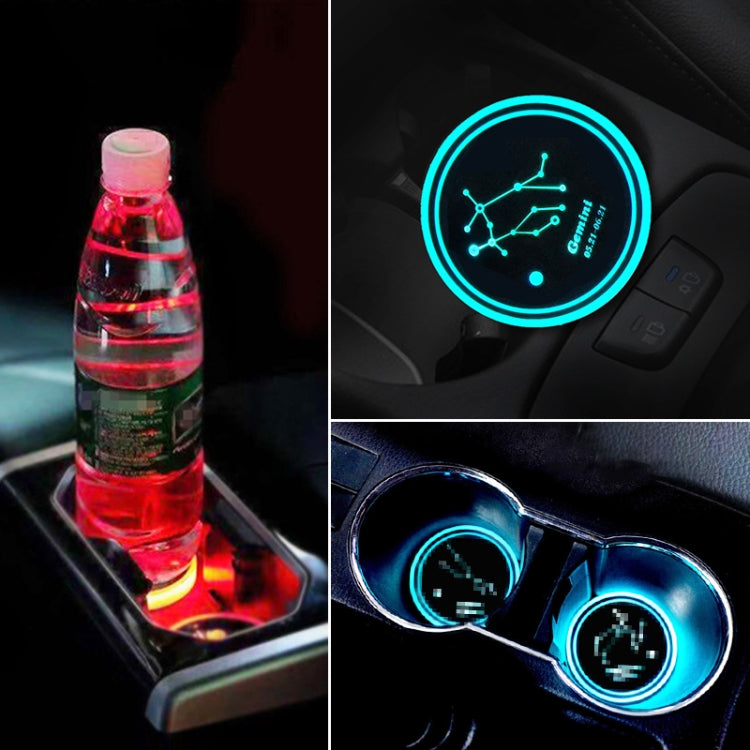 Car Constellation Series อะคริลิกสีสัน USB Charger Water Cup Groove LED Atmosphere Light, Aquarius, Aries, Virgo, Taurus, Cancer, Capricorn, Sagittarius, Leo, Pisces, Gemini, Scorpio, Libra