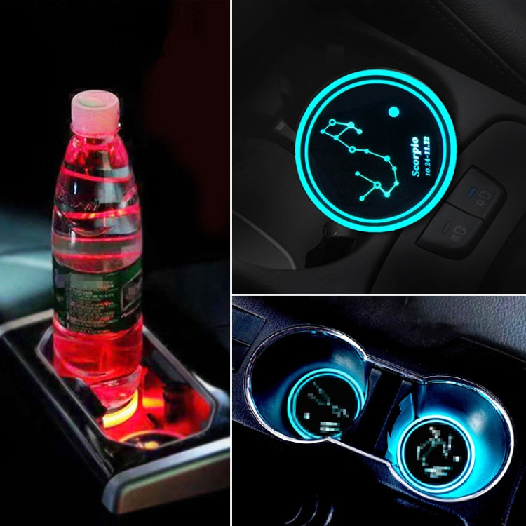 Car Constellation Series อะคริลิกสีสัน USB Charger Water Cup Groove LED Atmosphere Light, Aquarius, Aries, Virgo, Taurus, Cancer, Capricorn, Sagittarius, Leo, Pisces, Gemini, Scorpio, Libra