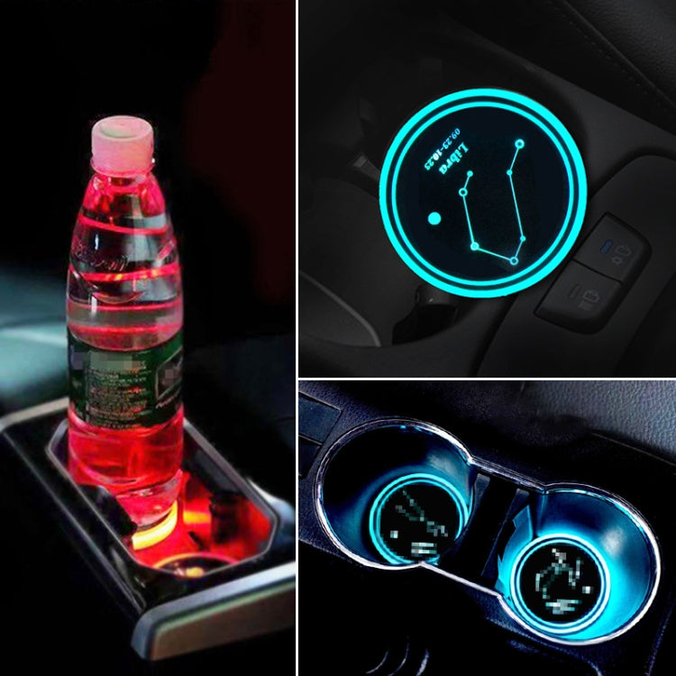 Car Constellation Series อะคริลิกสีสัน USB Charger Water Cup Groove LED Atmosphere Light, Aquarius, Aries, Virgo, Taurus, Cancer, Capricorn, Sagittarius, Leo, Pisces, Gemini, Scorpio, Libra