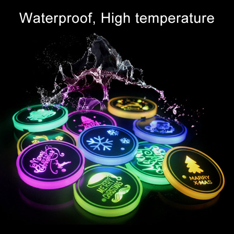 รถคริลิคที่มีสีสันที่ชาร์จ USB ถ้วยน้ำ Groove LED บรรยากาศแสง, Bell, Santa Claus, Christmas Deer, Christmas Hat, Christmas Tree, Christmas, Glove, Socks, Snowflake, English Deer, English Christmas, English Tree